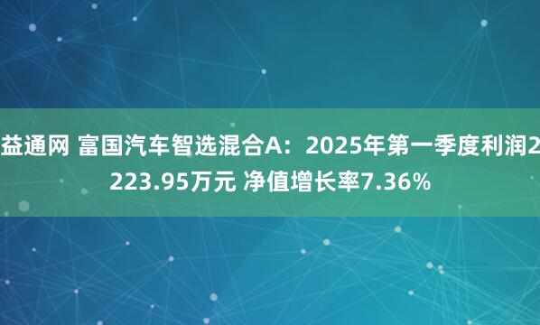 益通网 富国汽车智选混合A：2025年第一季度利润2223.95万元 净值增长率7.36%
