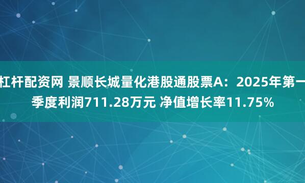 杠杆配资网 景顺长城量化港股通股票A：2025年第一季度利润711.28万元 净值增长率11.75%