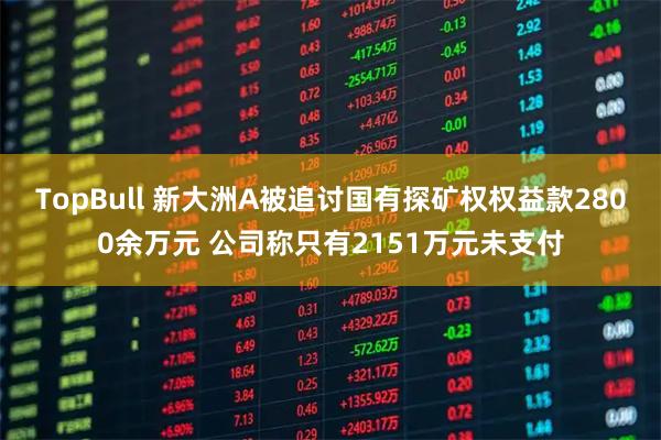 TopBull 新大洲A被追讨国有探矿权权益款2800余万元 公司称只有2151万元未支付