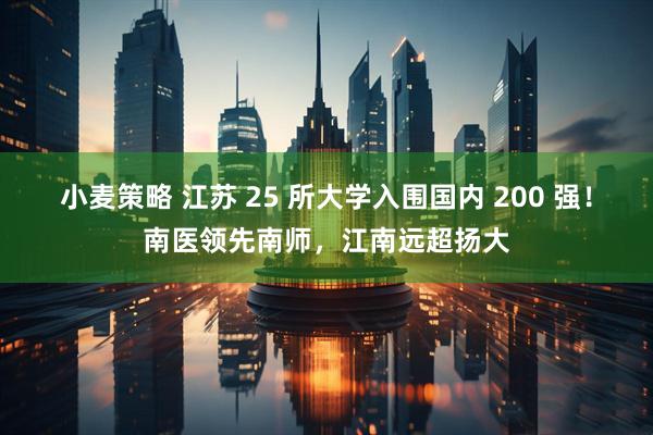小麦策略 江苏 25 所大学入围国内 200 强！南医领先南师，江南远超扬大